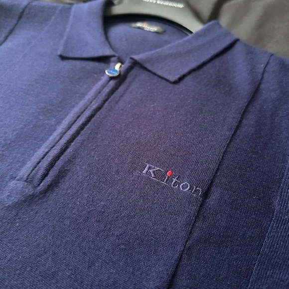 Kiton Vintage Deep Blue Zip-Up Sweater